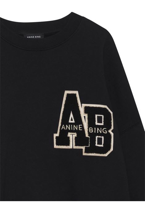 miles letterman sweatshirt black ANINE BING | A-08-10074BLK1